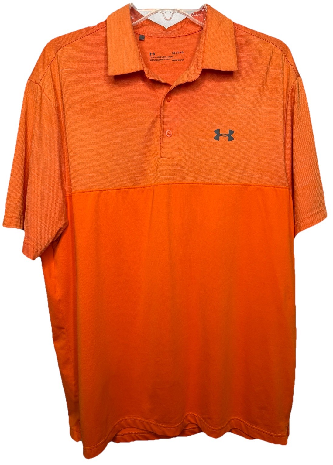 Under Armour HeatGear Men's Large Polo Shirt Orange Loose Fit Golf Athletic