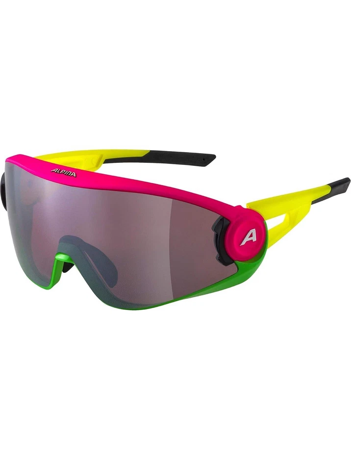 Alpina 5W1NG Lunettes de Soleil Verres Sport A8654-551 Rose Vert 80er - Photo 1/4