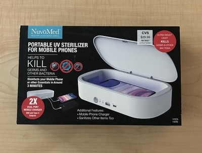 NUVO MED Portable UV Sterilizer For Mobile Phones 2X Dual Port Mobile Charger
