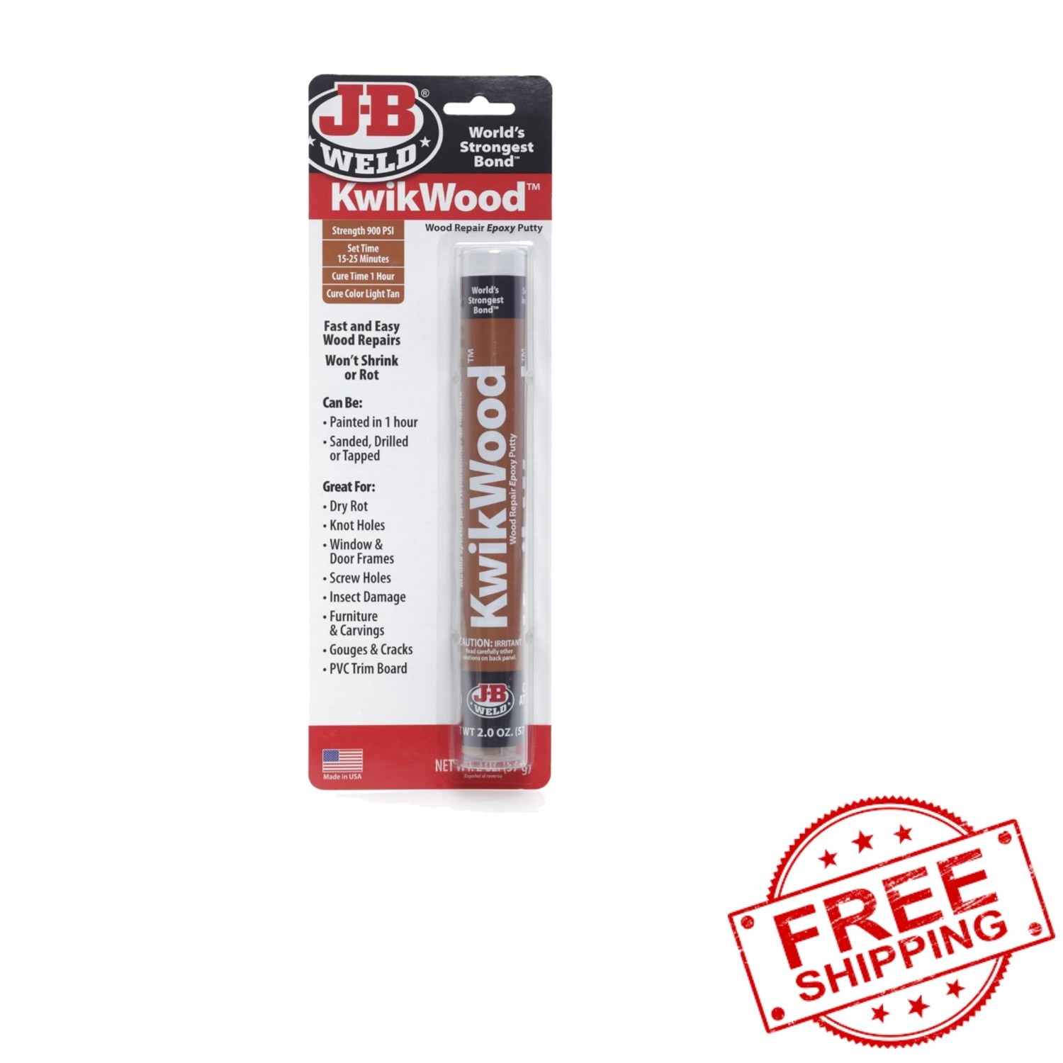 KwikWood Wood Repair Epoxy Putty Stick-7 inch, Beige-image