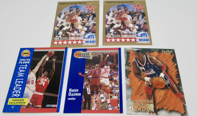 Hakeem Olajuwon Houston ROCKETS LOT of Five (5) Center NBA Basketball Card's