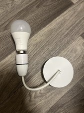 White Pendant Light Fitting Ceiling Rose B22 with 12W LED Bulb