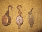 3 Antique Wooden Pulley: Triple/Double/ Single; Block/Tackle Farm Barn Nautical — photo 5