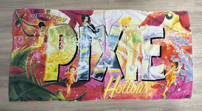 Disney Store Fairies Tinkerbell -''Pixie Hollow'' Beach Towel 60''L X 30W- New!
