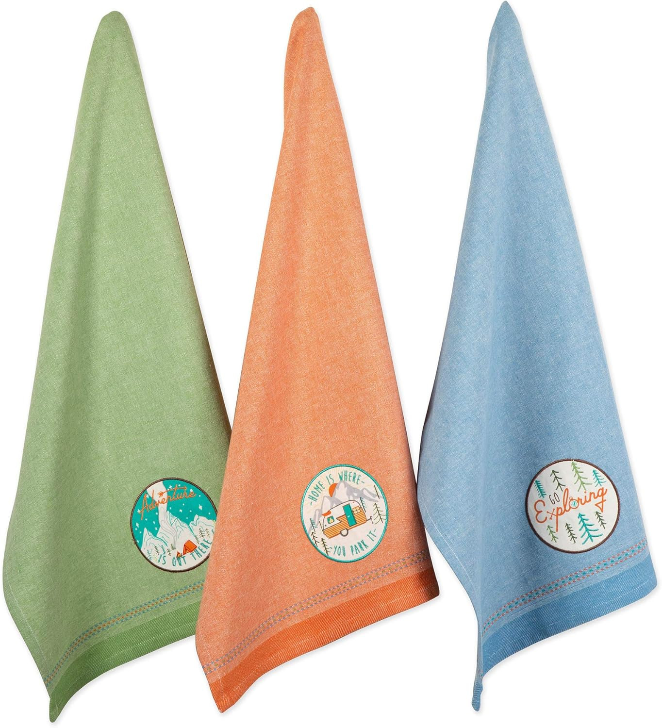 Cotton Embellished Dish Towels, 18X28 Set of 3, Decorative Oversized Kitchen Tow