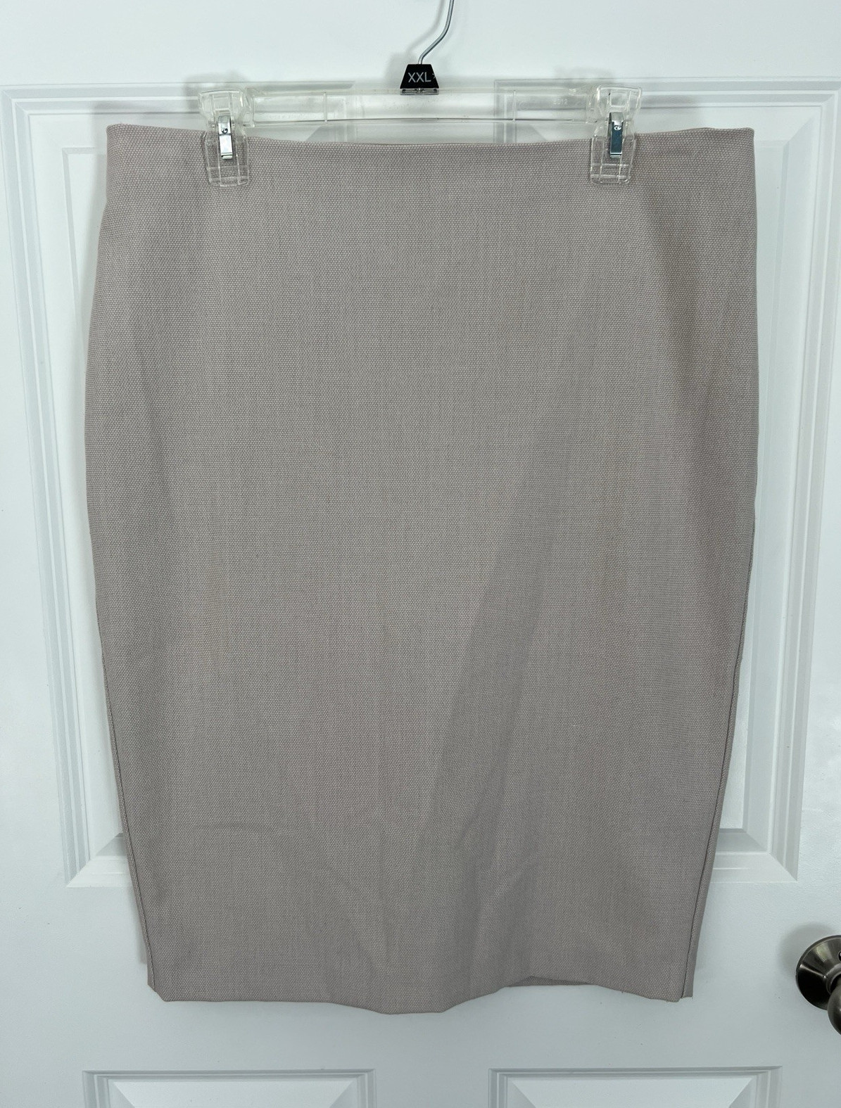 Express High Rise Pencil Skirt Beige Knee Length Slit Zip Women's Size 12