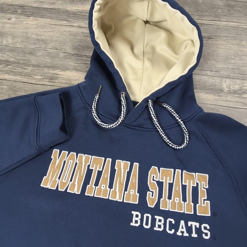 Montana State University Hooded Sweatshirt Mens Medium Navy Blue Hoodie Bobcats