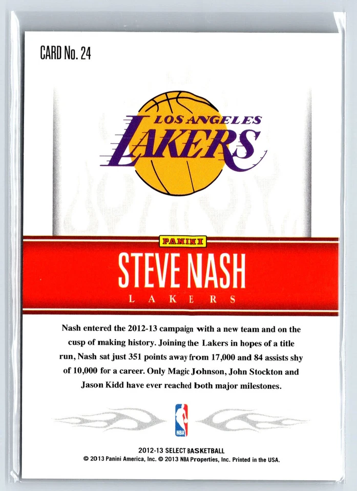 2012-13 Panini Select White Hot Stars #24 Steve Nash Lakers - Image 2 of 2
