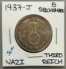 1937 J Germany Third Reich 5 Reichsmark Silver Coin C8