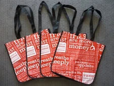 Lululemon Reusable Shopping Tote Bags (4) Large Totes Text Collage Design (F)