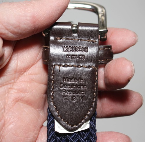 Braided Blue Webbing Stretch Golf Belt Brown Tabs - Silver Buckle - Size 26-28 - Picture 5 of 6