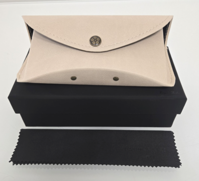 NEW! Masunaga Beige Leather Hard Glasses Case With Cloth | eBay