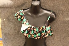 BIKINI OBERTEIL BUSTIER  GRÖSSE XS VON H&M SCHWARZ GEMUSTERT MIT VOLANT