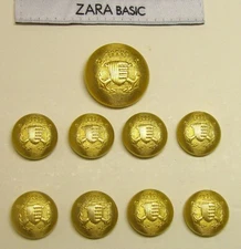 ZARA BASIC replacement button 9 gold tone hard composite plastic alloy Good Cond