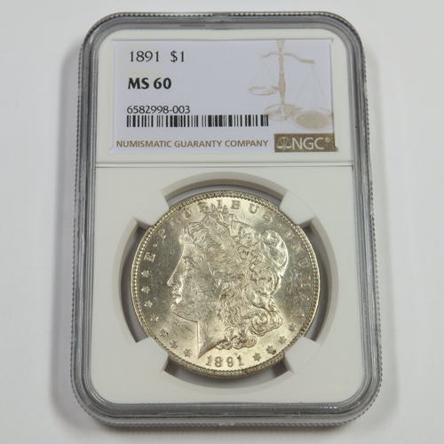 1891 P NGC MS60 - Silver Morgan Dollar - $1 US Coin #48597B