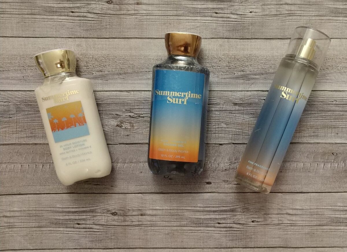  Bath & Body Works – Summertime Surf - 3 pc Bundle - Fine  Fragrance Mist, Ultimate Hydration Body Cream and Shower Gel - Winter 2021