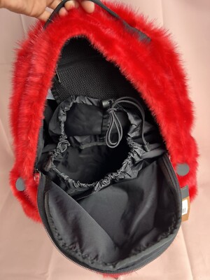 The North Face - Faux Fur Backpack Red !!! NEW WITH TAGS | eBay