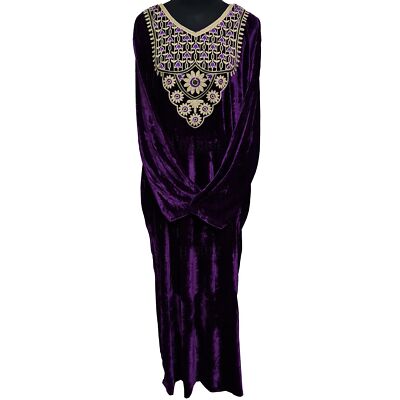 Damen Samt Langarm Maxikleid Kaftan Farasha Abaya Robe Jilabiya