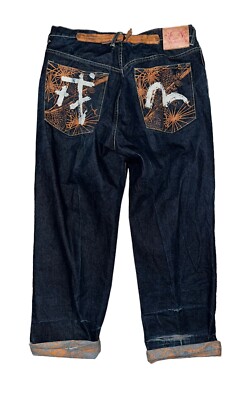 Evisu Selvage VTG Denim Button Fly Jean Koi Fish Graphic Pocket