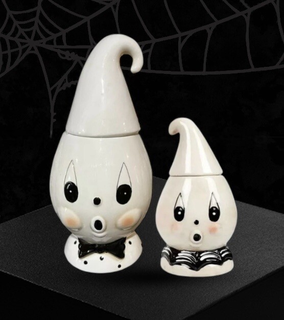 Johanna Parker Gus Ghost Cookie Jars Set Of 2 Nostalgic Halloween