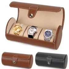 3 Slot Genuine Leather Watch Roll Display Watch Storage Box Vintage Watch Case