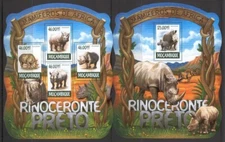 STB762 Mozambique 2015 MNH 2 Sheets High CV Wild Animals Rhinoceros