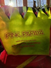 Pink Papaya Shopping Bag Pink 13x12x6" Green Reusable Gift St. John HISTORY USVI