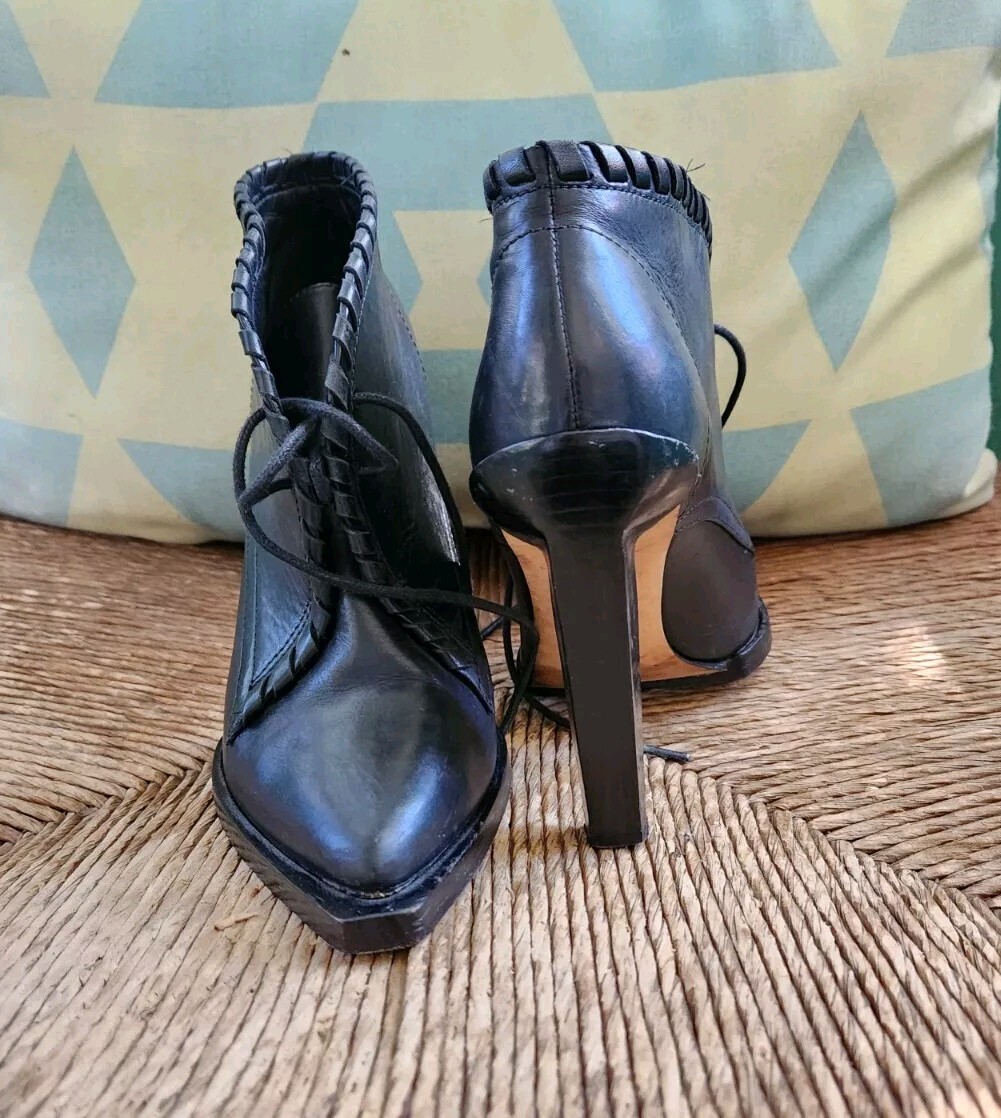 Bottines Alexander Wang 'SOFI' à Talons Hauts - Cuir Noir - Taille 40 US (10) - Neuves Avec Boîte