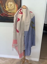 JUICY COUTURE XL WRAP /SCARF Abstract Pint Blue, Beige MSRP 88.00 NWT