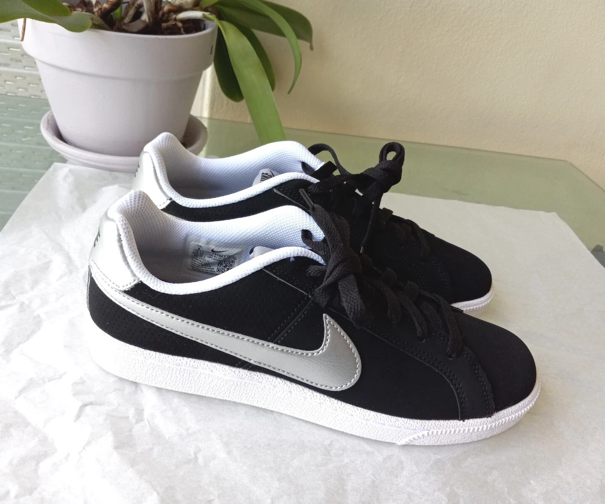 Size 8 Nike Women s Tennis Court Royale Black Metallic Silver 749867 001