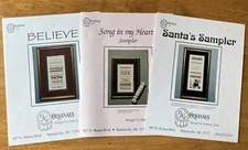 Lot of 3 DKT Cross Stitch Leaflets - Santa's Sampler, Song in My Heart & Believe