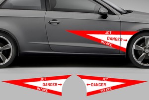 2 X DANGER JET AIR INTAKE AVION F16 TOMCAT 12cmX10cm AUTOCOLLANT STICKER JA046