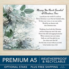 Nan Grandad Christmas Memorial Grave Card Weatherproof A5 Christmas in Heaven