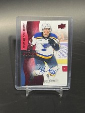 2023-24 UD Premier #126 Hugh McGing Rookie Red On Card Auto St. Louis Blues