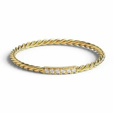 Diamond Stacking Ring / Diamond Wedding Ring / 14k Gold Thin Diamond Wedding