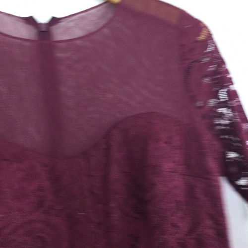 JS Collections Womens Illusion Lace Long Sleeve Mermaid Gown Cabernet Size 8 - Picture 13 of 17