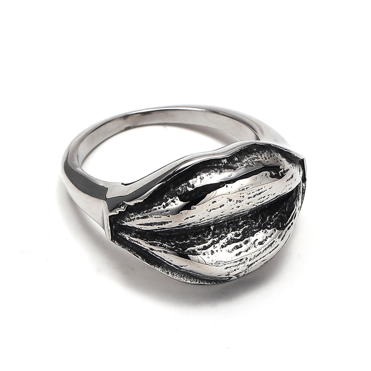 Gothic Big Lips Kiss Ring Stainless Steel Men Women Funny Biker