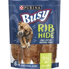12 Bags of Busy Beef Long Lasting Rawhide Foods For Dogs, 8.75 Oz Pouchs
