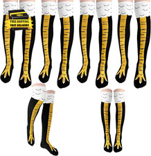 4 Pair Chicken Leg Socks,25.6 Inch Feet over the Knee,Crazy Funny Chicken Socks