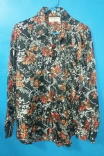 Richman Brothers Polyester Long Sleeve Button-Front LG L Vintage Shirt 