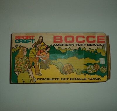 Vintage Sport Craft Junior Bocce Turf Yard Bowling Complete Set Box 01075 Italy