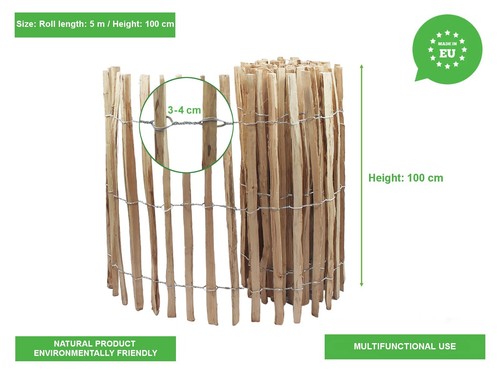 Hazel Wood Fence 5m Roll – Natural Garden Border – Privacy Screen – Rustic Look - Picture 44 of 59