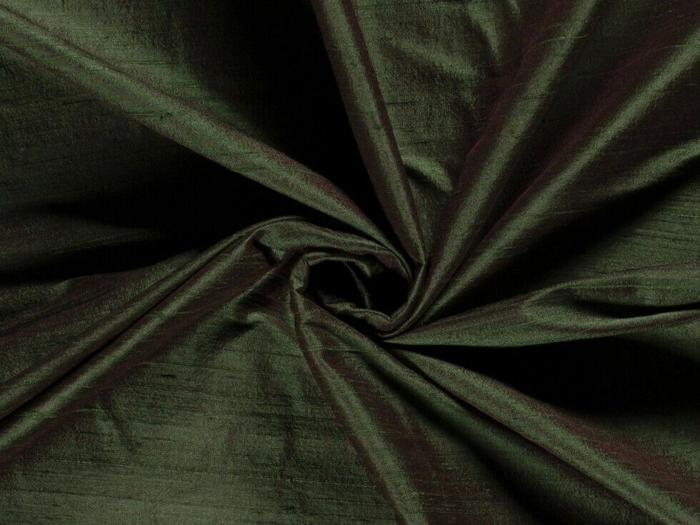 Silk Dupion Fabric - Dark Green - Sold per metre Nieuw, erg populair