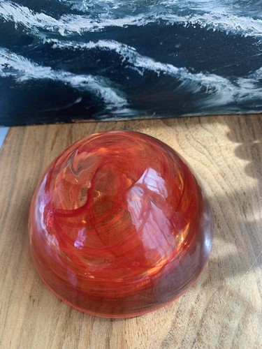 Kosta Boda Atoll Art Glass Votive Holder Red Swirl Bowl Anna Ehrner Swedish - Picture 10 of 18