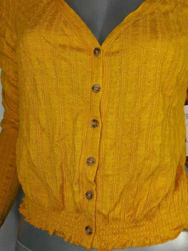 Abound Blouson Size Small Shirt Yellow Treasure Button Front Long Sleeve New - Picture 3 of 8