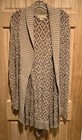Michael By Michael Kors Crochet Cardigan Beige Tan XL Open Weave Tie Front Back