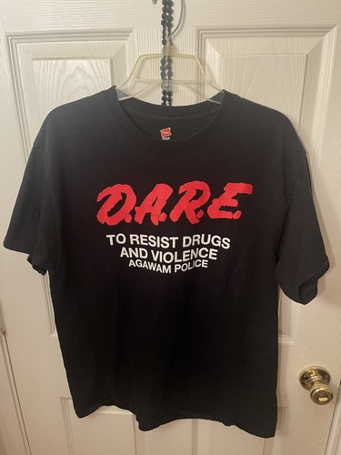 Vintage DARE Black T Shirt Size L Don't 