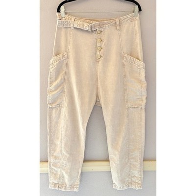 Free People Desert Daze Harem Pants Women Size 6 Linen Blend Drop Crotch