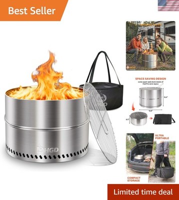 Stainless Steel 20-Inch Smokeless Fire Pit with Travel Bag - Easy and Efficient