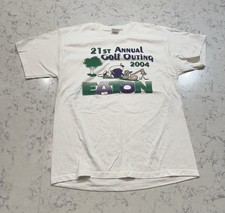 Vintage 2004 Eaton 21st Annual Golf Outing Graphic Tee White Fruit of the Loom L